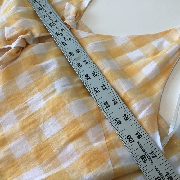 Halter Dress NWT $89 Open Back Yellow White Check NWT - Picture 7 of 10